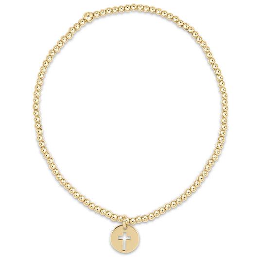 CLASSIC GOLD 2MM BRACELET - BLESSED CRYSTAL CHARM