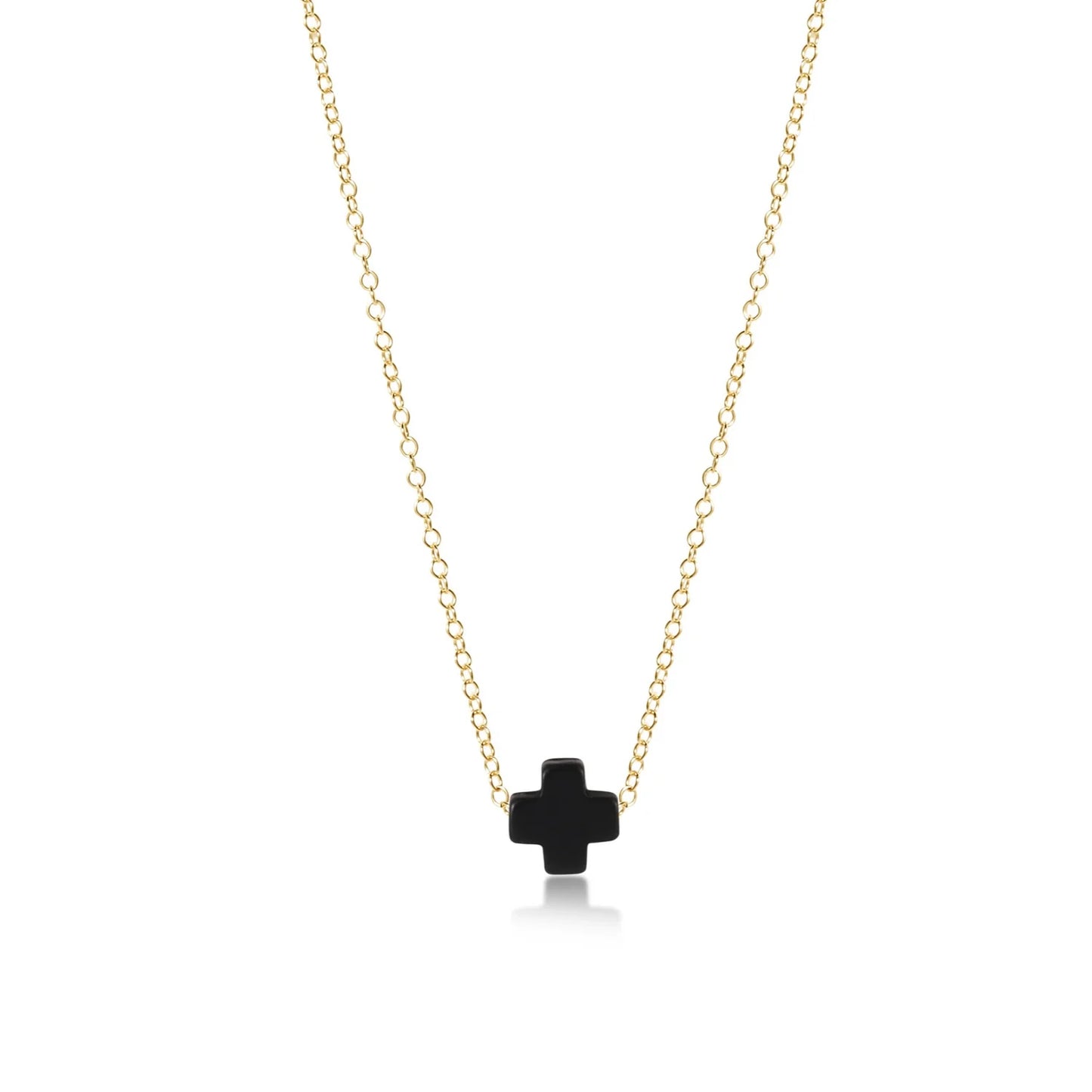 16" NECKLACE GOLD - SIGNATURE CROSS ONYX