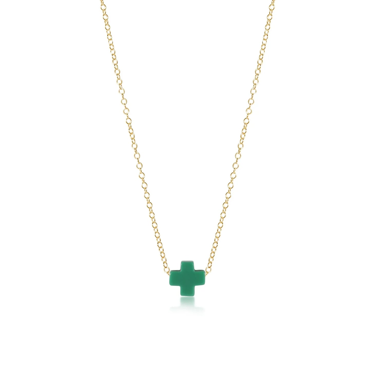 16" NECKLACE GOLD - SIGNATURE CROSS EMERALD