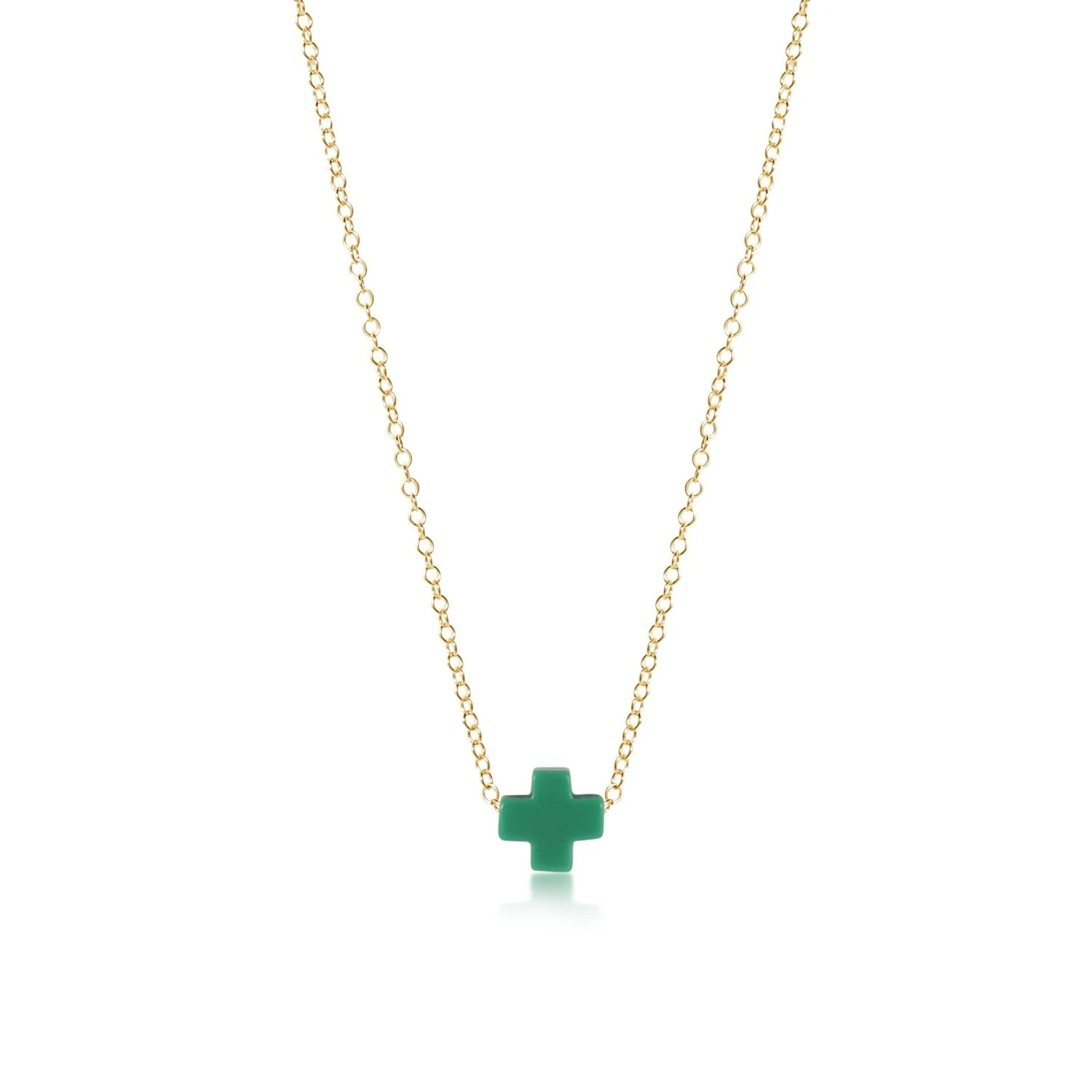 16" NECKLACE GOLD - SIGNATURE CROSS EMERALD