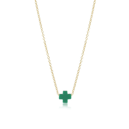 16" NECKLACE GOLD - SIGNATURE CROSS EMERALD