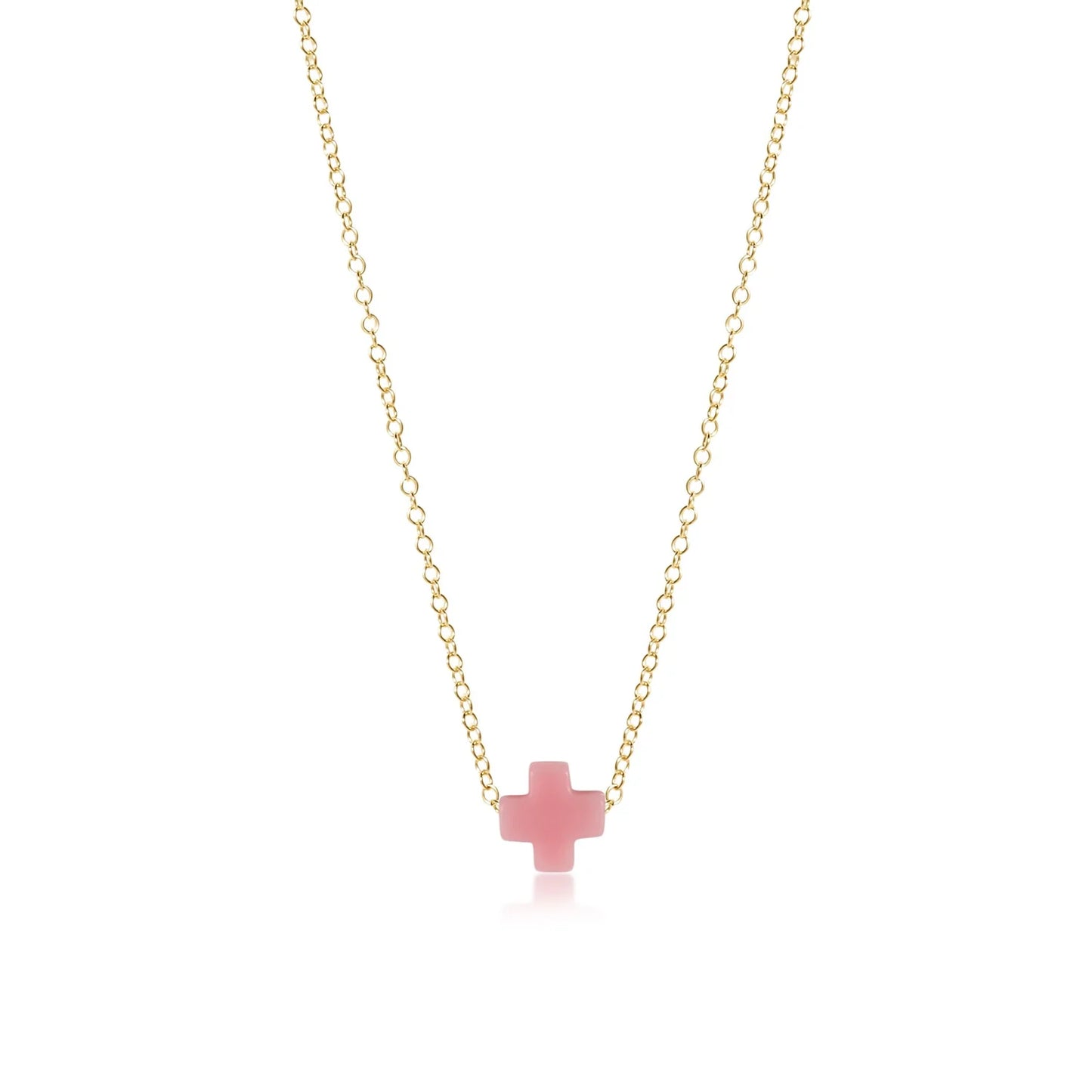 16" NECKLACE GOLD - SIGNATURE CROSS PINK