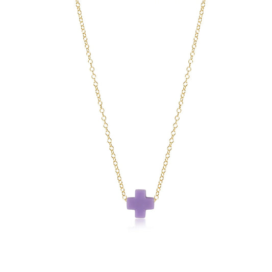 16" NECKLACE GOLD - SIGNATURE CROSS PURPLE