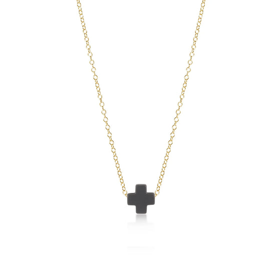 16" NECKLACE GOLD - SIGNATURE CROSS CHARCOAL