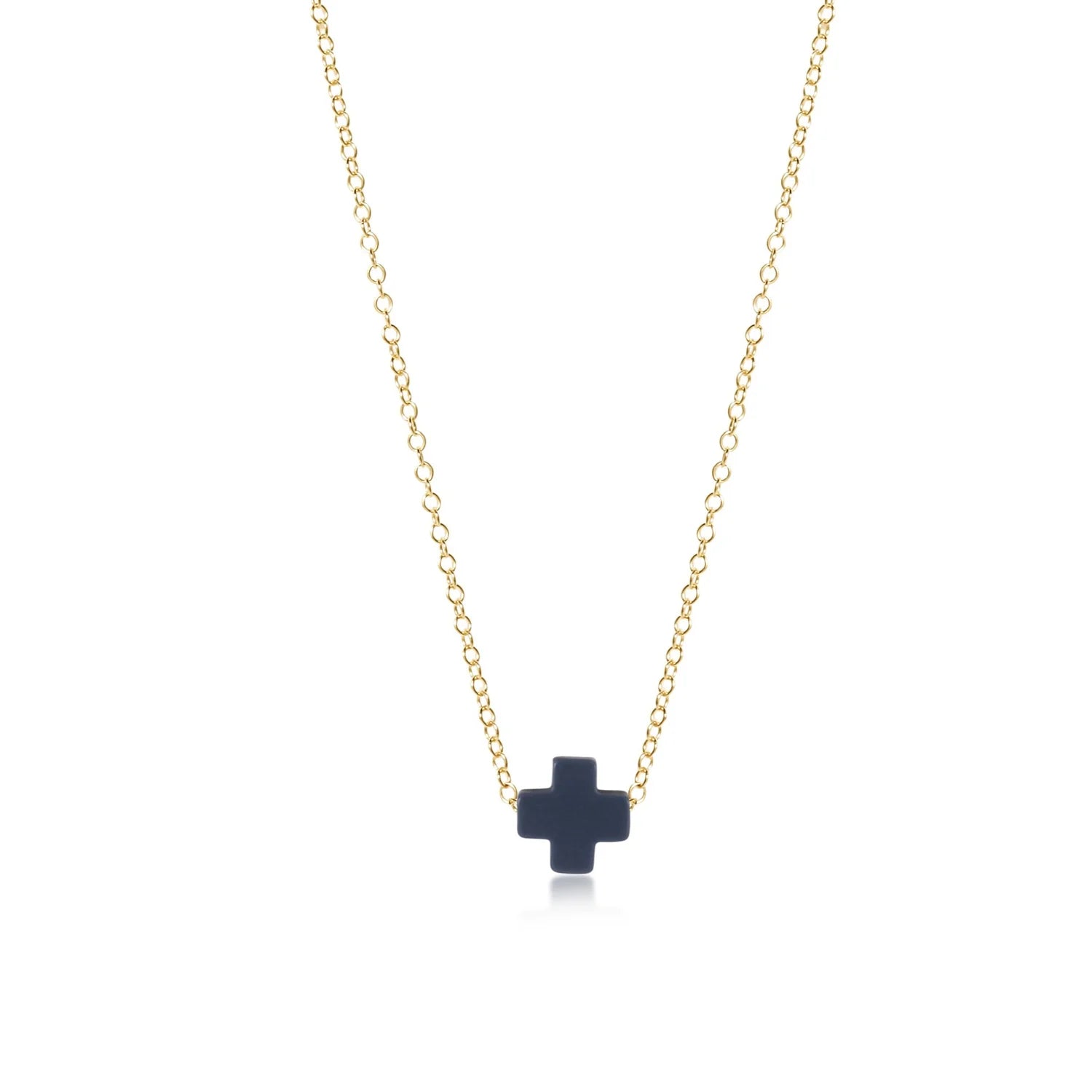 16" NECKLACE GOLD - SIGNATURE CROSS NAVY