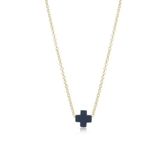 16" NECKLACE GOLD - SIGNATURE CROSS NAVY