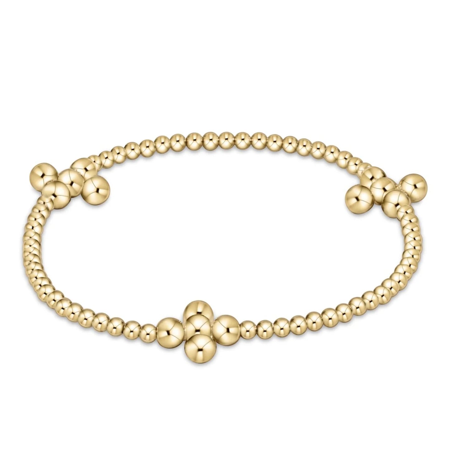 EXTENDS - SIGNATURE CROSS GOLD PATTERN 2.5MM BEAD BRACELET - CLASSIC BEADED SIGNATURE CROSS GOLD - 4MM BEAD GOLD