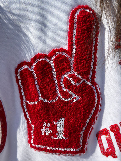 White & Crimson Cheers Queen Icon Sweatshirt