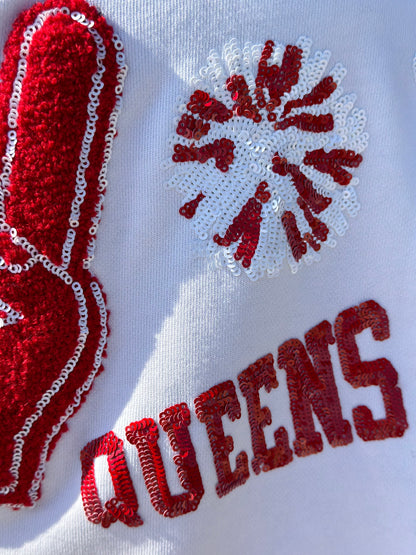 White & Crimson Cheers Queen Icon Sweatshirt