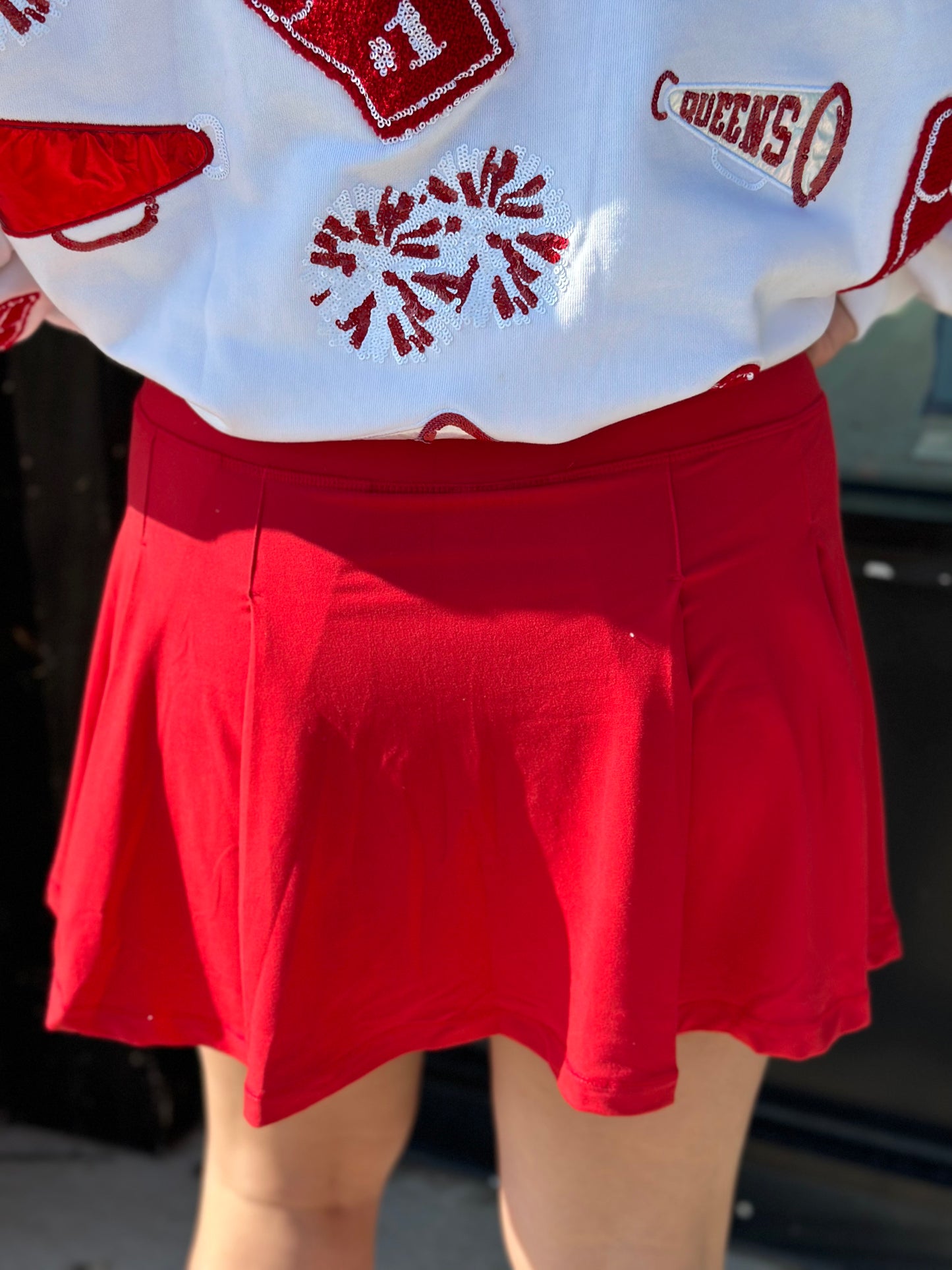 White & Crimson Cheers Queen Icon Sweatshirt
