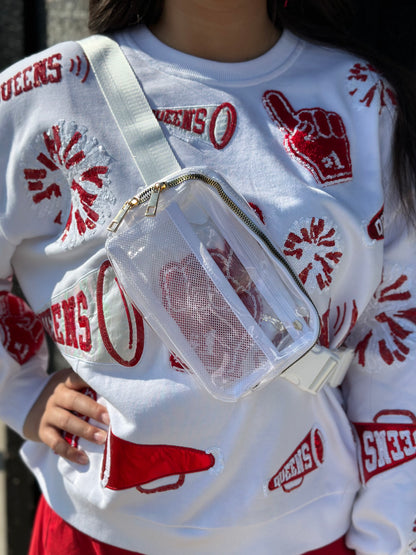 White & Crimson Cheers Queen Icon Sweatshirt