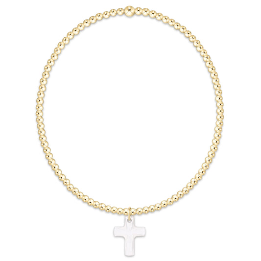 CLASSIC GOLD 2MM BRACELET - BLESSED CRYSTAL CHARM