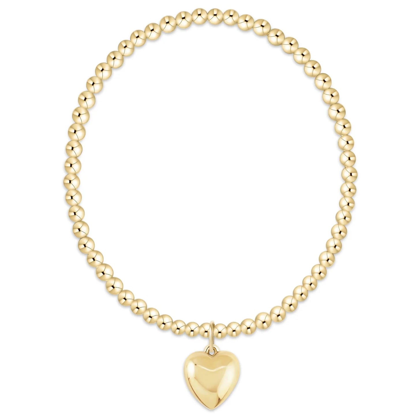 CLASSIC GOLD 3MM BRACELET - LOVE PLUSH GOLD CHARM