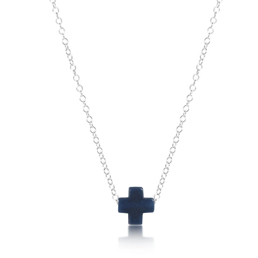 16" NECKLACE STERLING - SIGNATURE CROSS NAVY