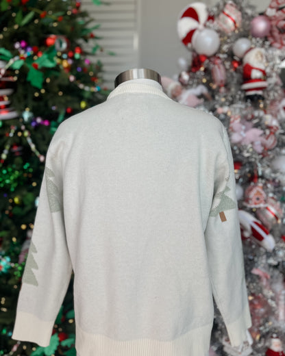 IVORY KNIT 3-D CHRISTMAS TREE SWEATER