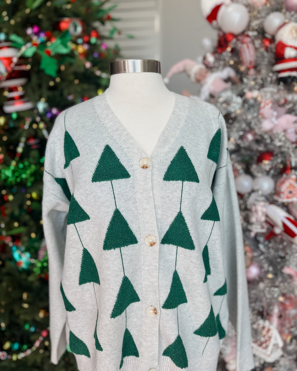 EVERGREEN KNIT 3-D TREE CARDIGAN