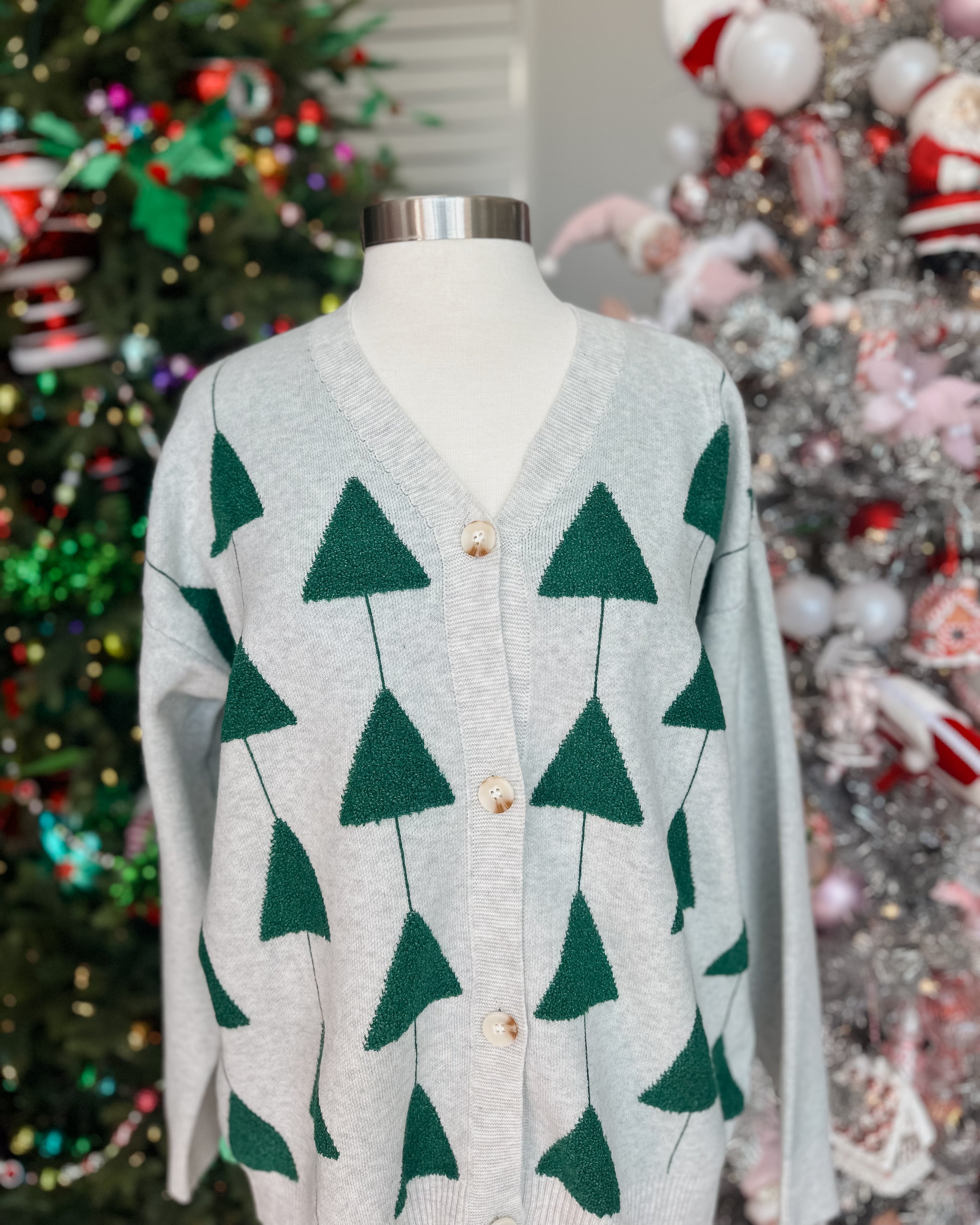 EVERGREEN KNIT 3-D TREE CARDIGAN