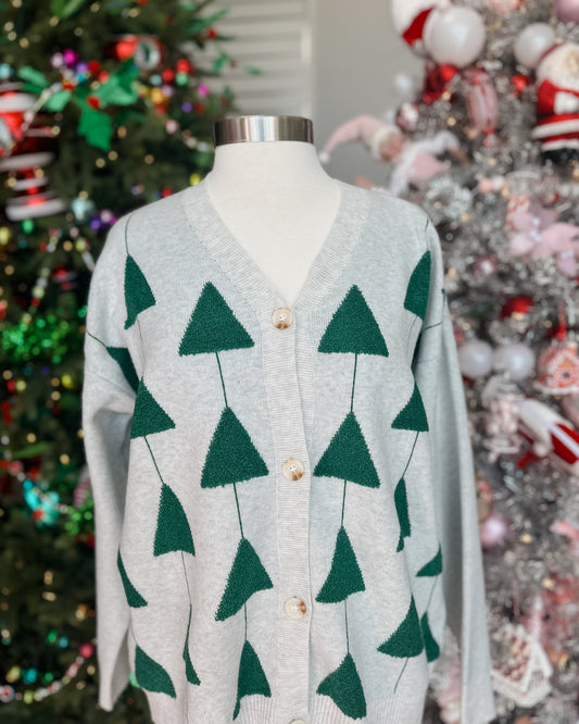 EVERGREEN KNIT 3-D TREE CARDIGAN
