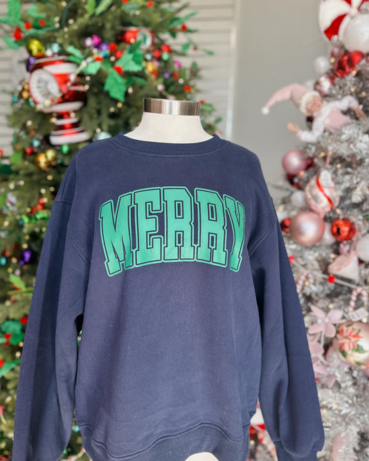NAVY MERRY SWEATSHIRT