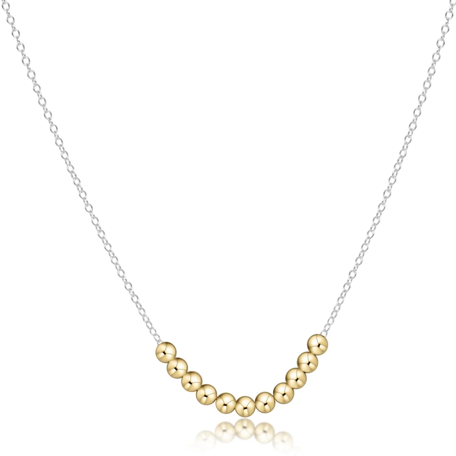 16" NECKLACE STERLING MIXED METAL - CLASSIC GOLD BEADED BLISS