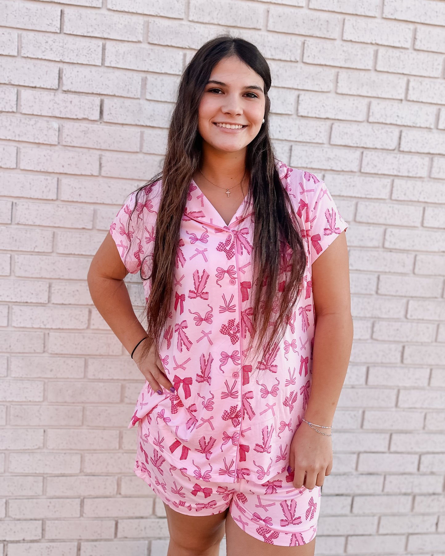 Princess Pink Bow Bliss Short Sleeve Lounge Set