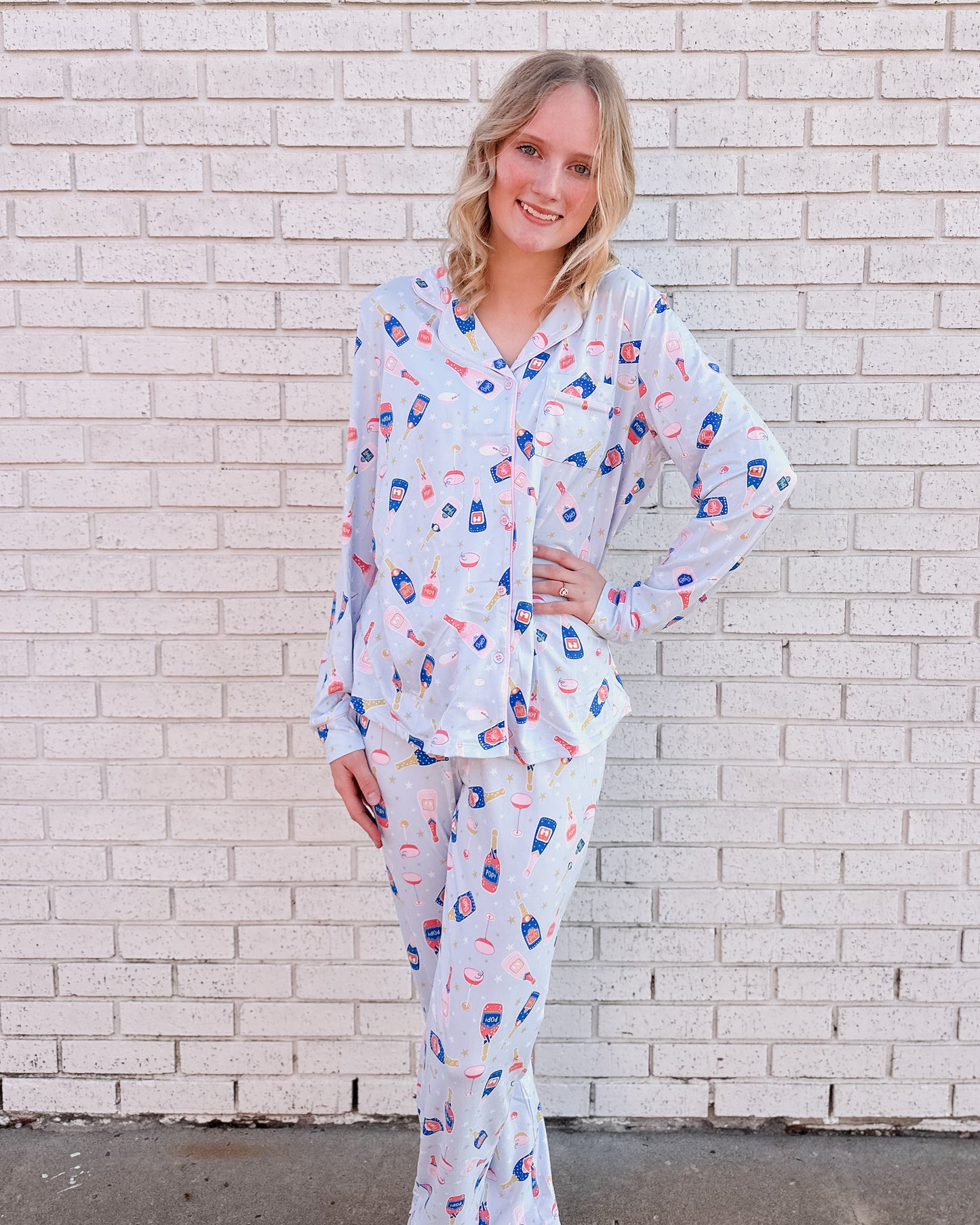 PAYTON PARTY TIME BUTTON DOWN LOUNGEWEAR SET