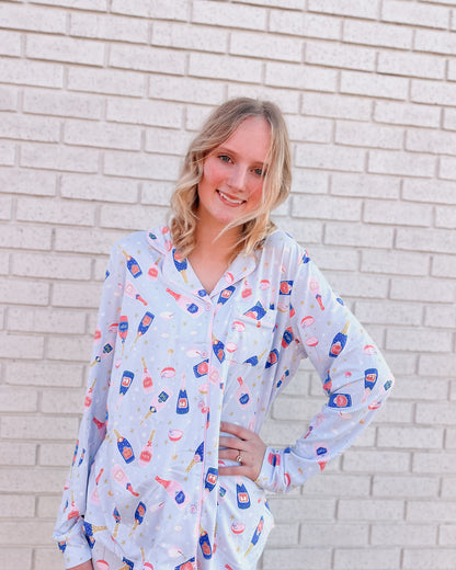 PAYTON PARTY TIME BUTTON DOWN LOUNGEWEAR SET