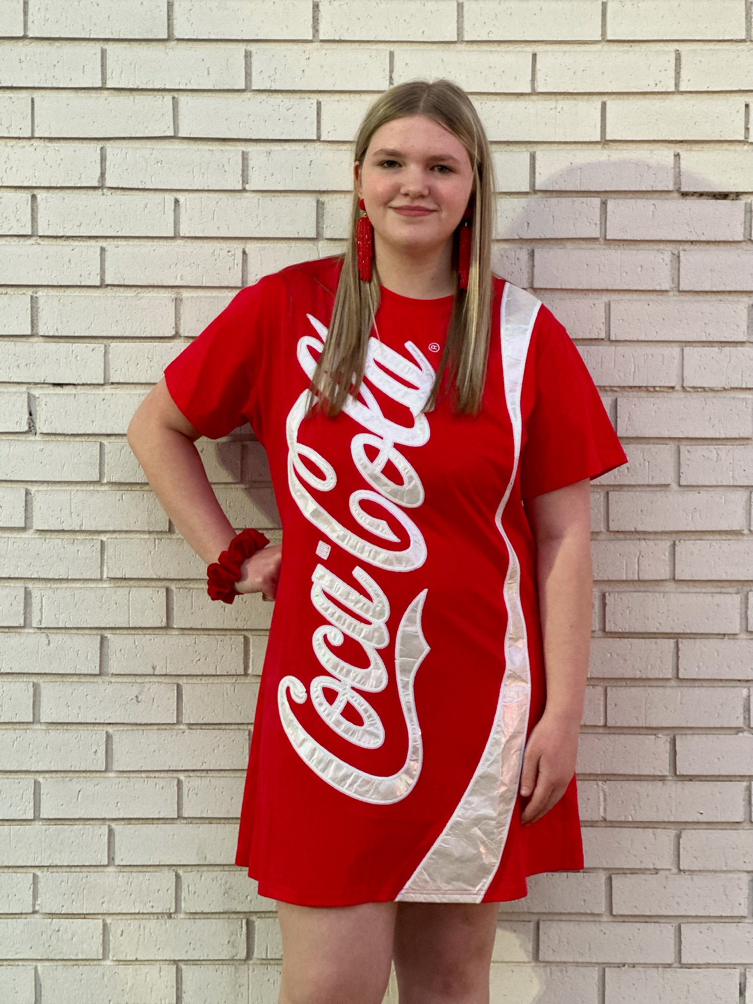 QUEEN OF SPARKLES RED COCA COLA TEE SHIRT DRESS