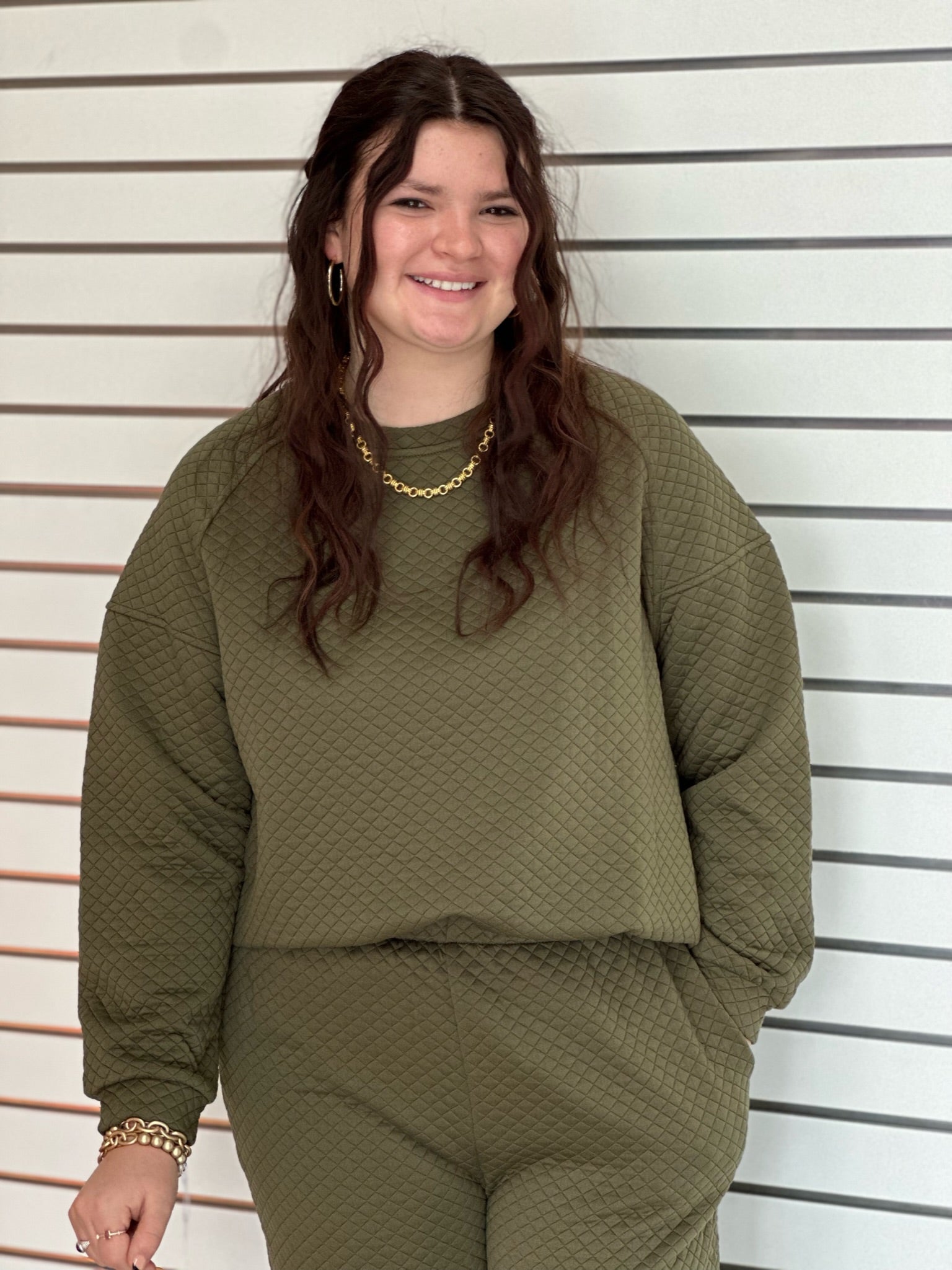 Army Green Quilted Lounge Set