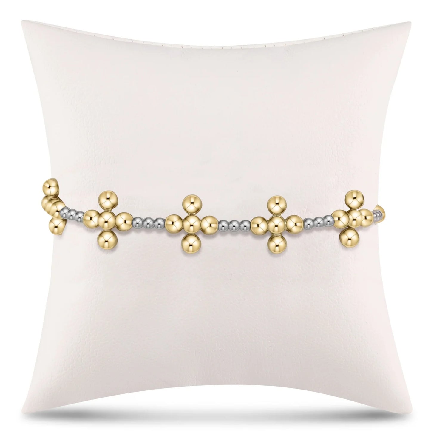 SIGNATURE CROSS SINCERITY PATTERN STERLING 2.5MM BEAD BRACELET - CLASSIC BEADED SIGNATURE CROSS GOLD - 4MM BEAD GOLD