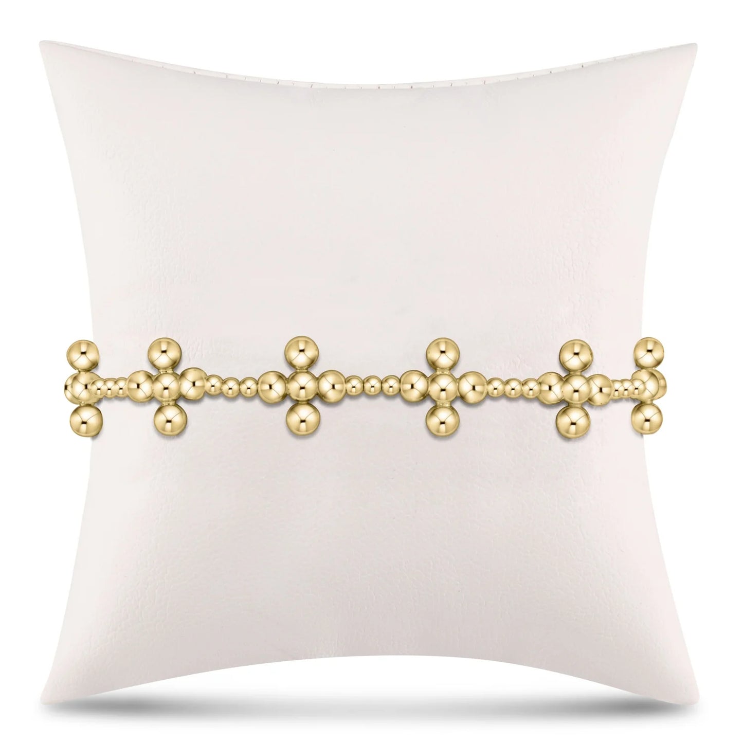 SIGNATURE CROSS SINCERITY PATTERN 2.5MM BEAD BRACELET - CLASSIC BEADED SIGNATURE CROSS GOLD - 4MM BEAD GOLD