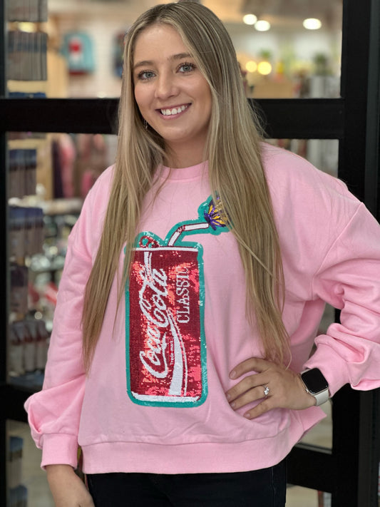 Light Pink Butterfly & Coca Cola Can Sweatshirt