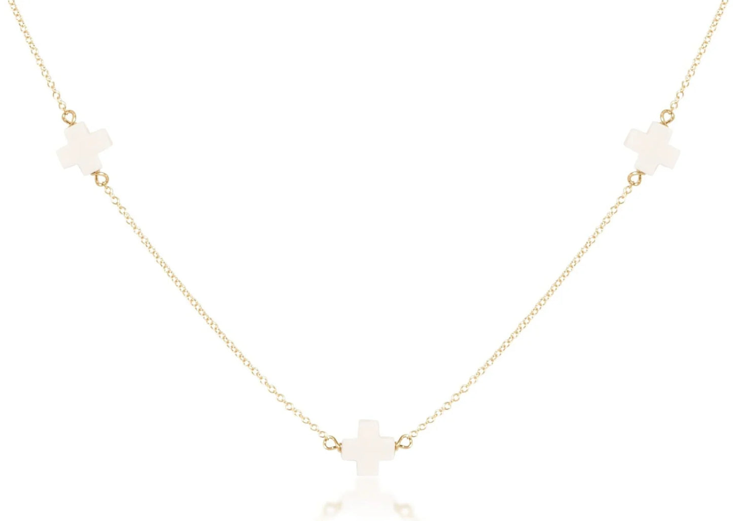 15" CHOKER SIMPLICITY CHAIN GOLD - SIGNATURE CROSS OFF-WHITE