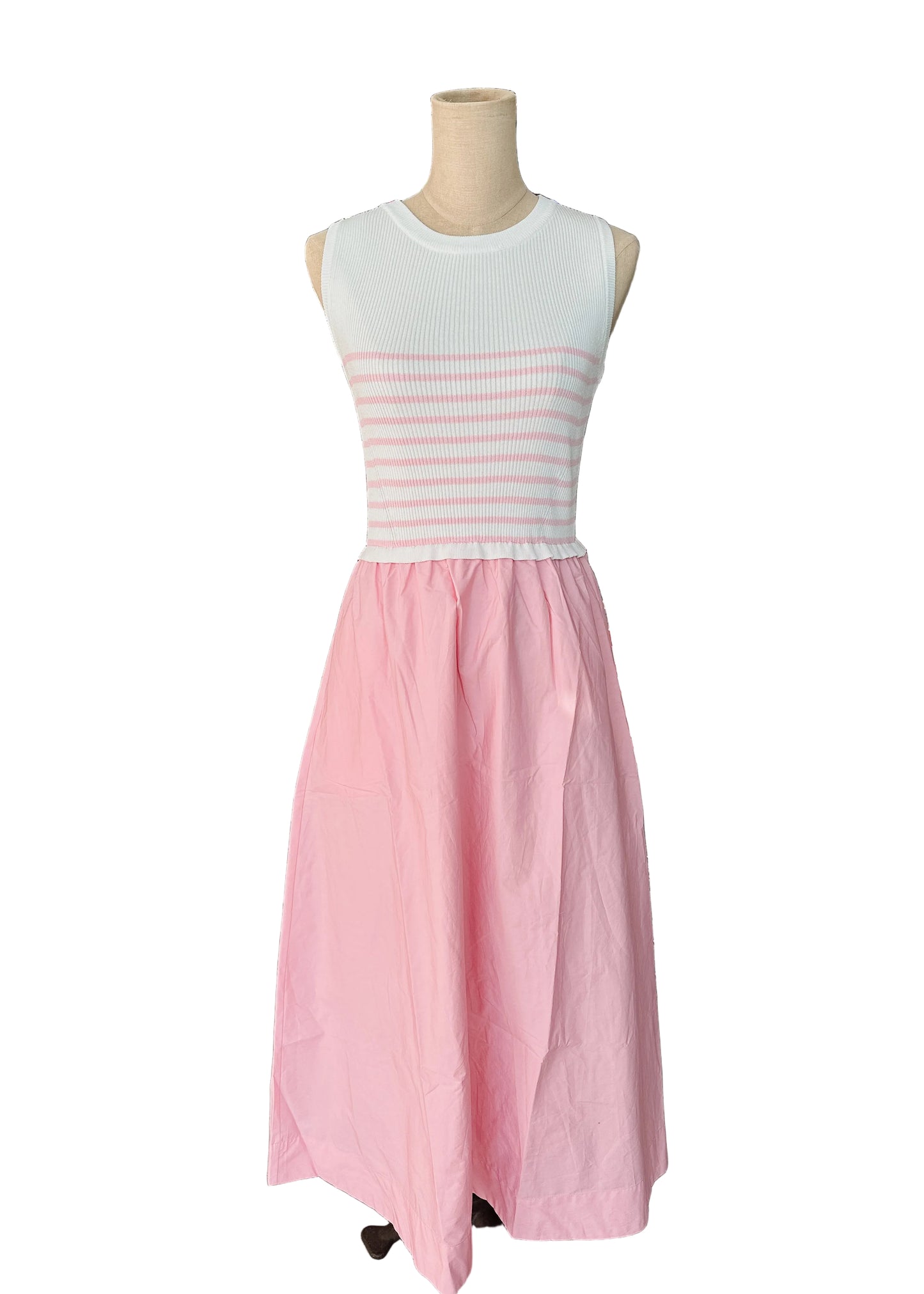 WHITE/LT. PINK STRIPED TANK DRESS