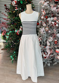 WHITE/NAVY STRIPED TANK DRESS