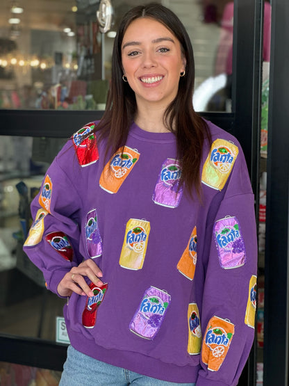 Purple Scattered Multi Fanta Can Sweatshirt