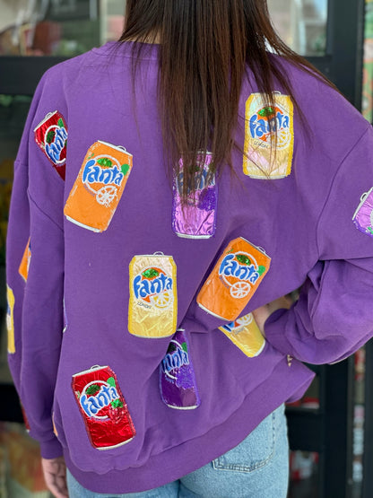 Purple Scattered Multi Fanta Can Sweatshirt