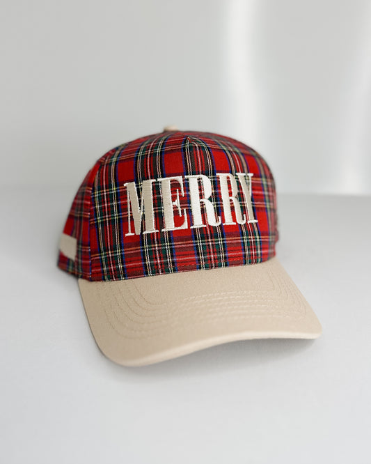IVORY/PLAID HAT - MERRY