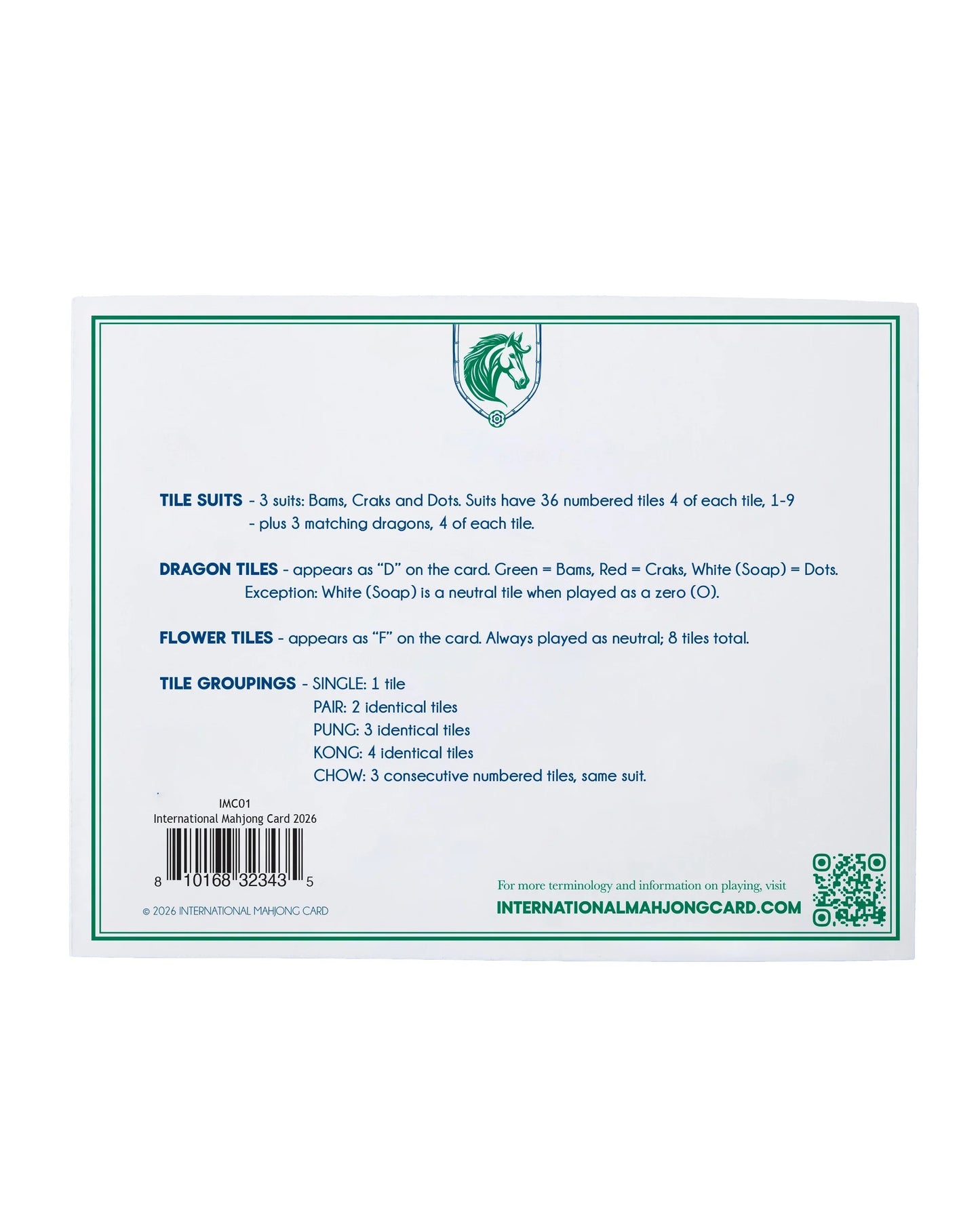 INTERNATIONAL MAHJONG CARD