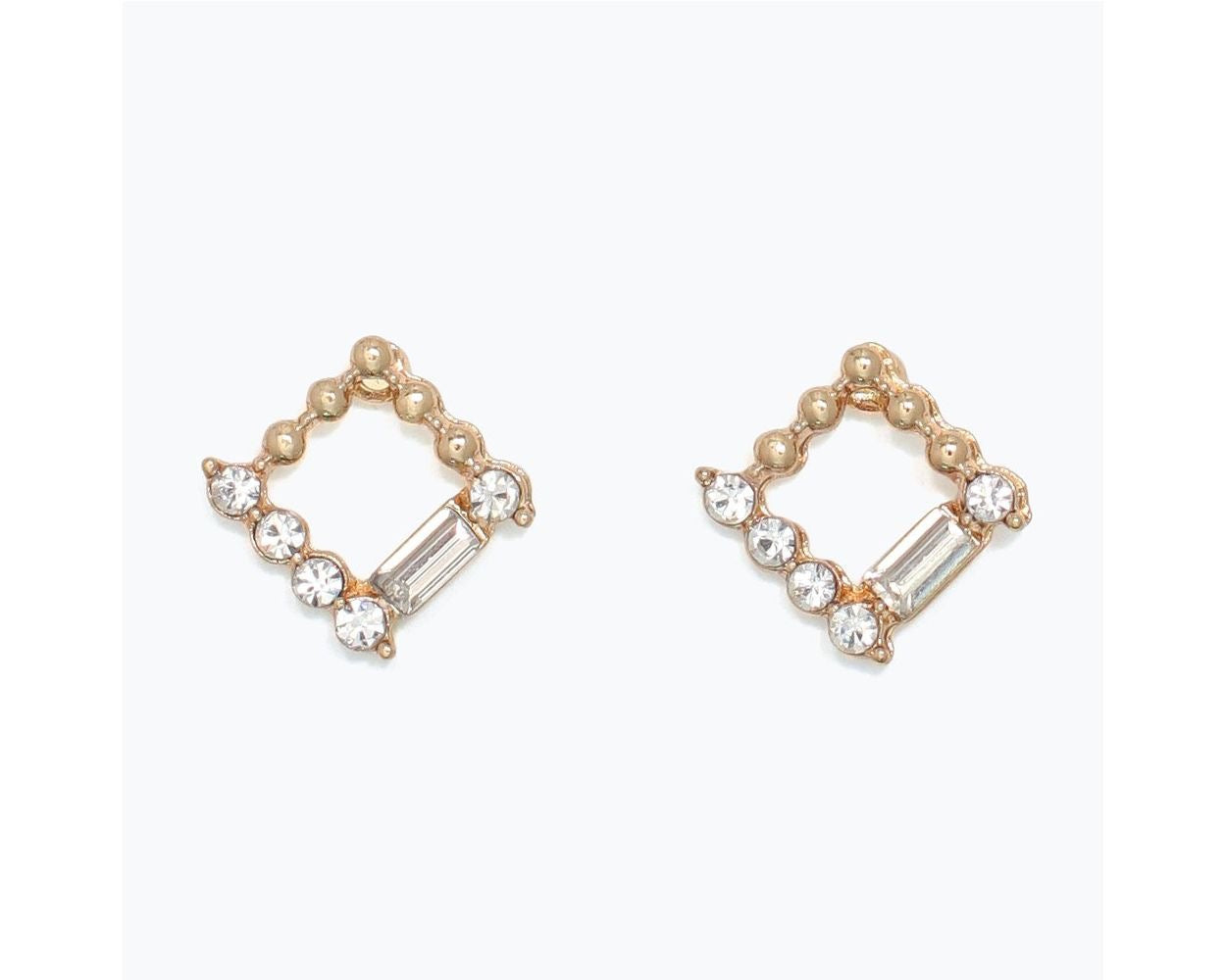GOLD SQUARES W/CRYSTALS EARRINGS