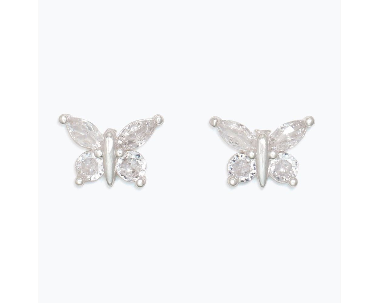 CZ & SILVER BUTTERFLIES EARRINGS