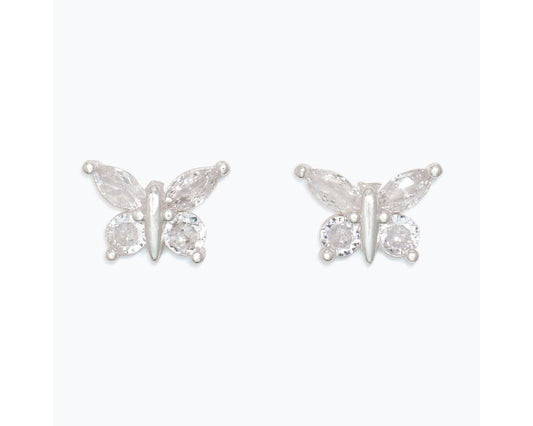CZ & SILVER BUTTERFLIES EARRINGS
