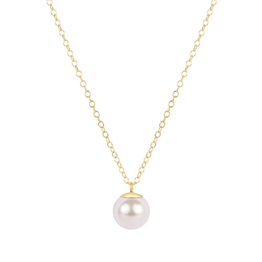 16" NECKLACE GOLD - CLASSIC PEARL 10MM CHARM