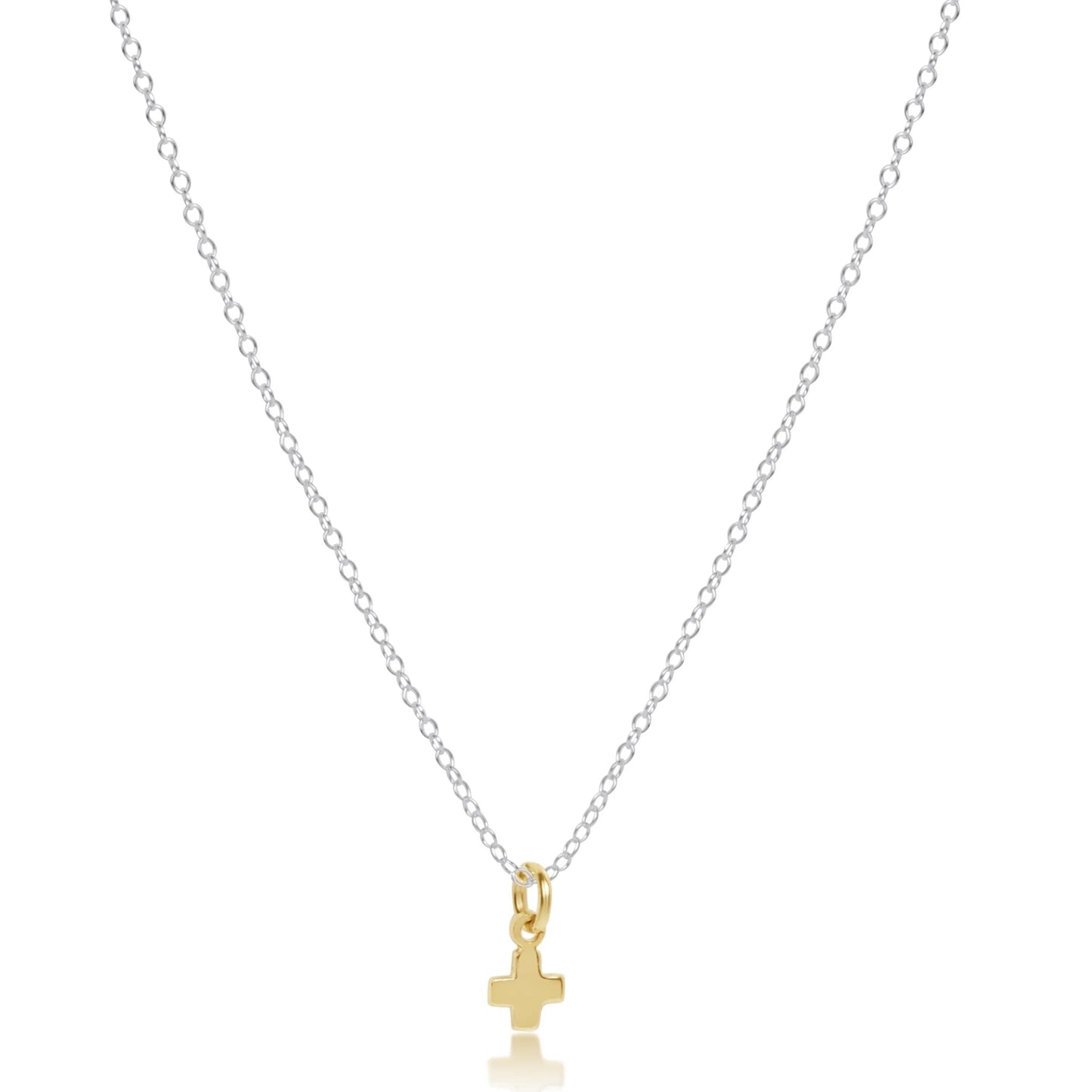 16" NECKLACE MIXED METAL  - SIGNATURE CROSS SMALL GOLD CHARM