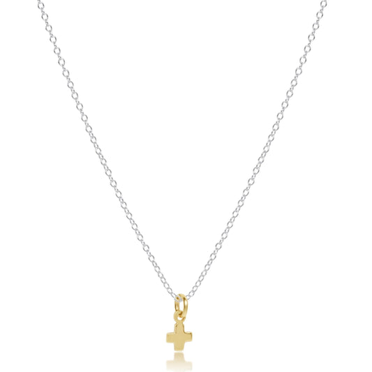 16" NECKLACE MIXED METAL  - SIGNATURE CROSS SMALL GOLD CHARM