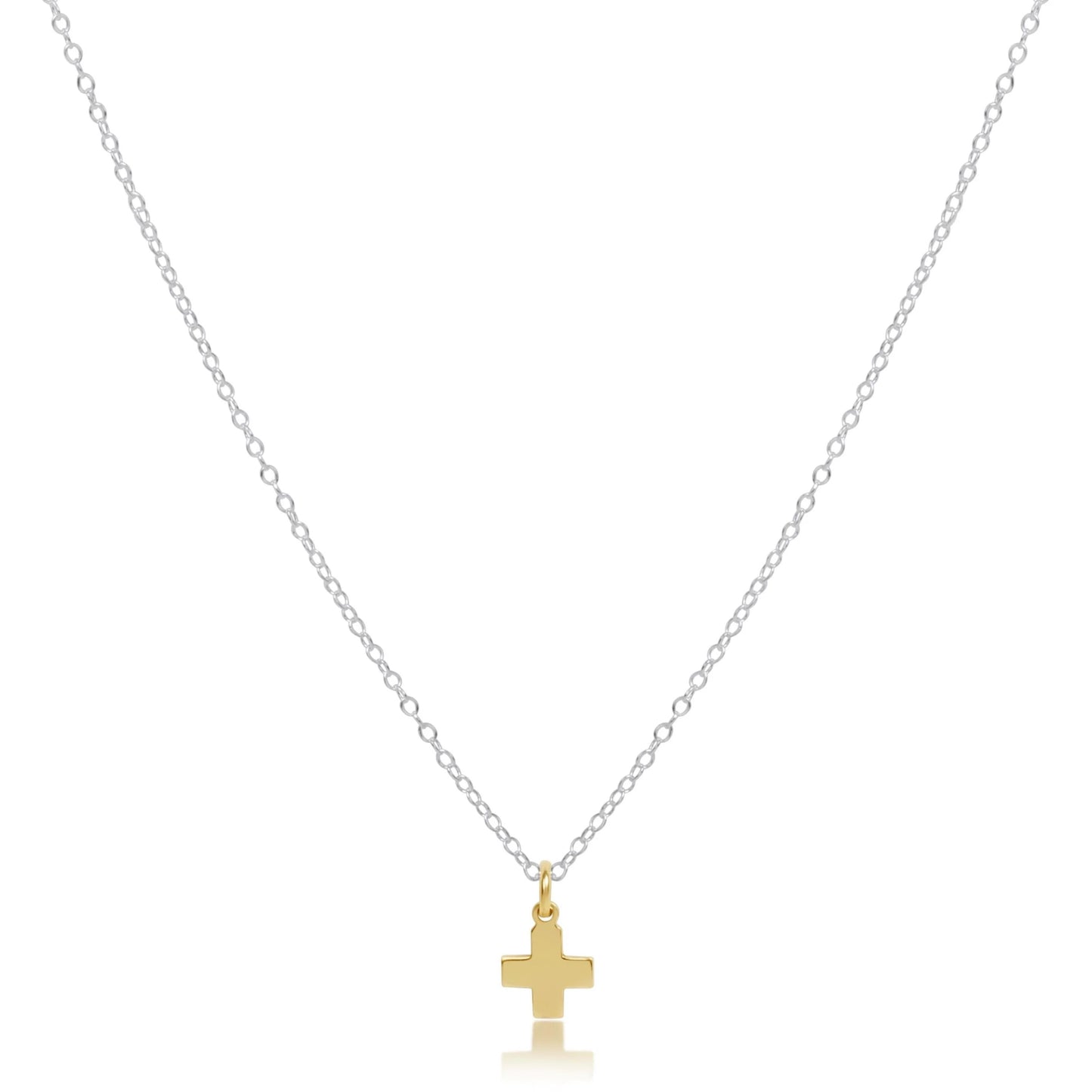 16" NECKLACE MIXED METAL  - SIGNATURE CROSS GOLD CHARM