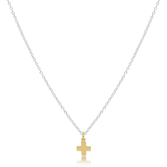 16" NECKLACE MIXED METAL  - SIGNATURE CROSS GOLD CHARM