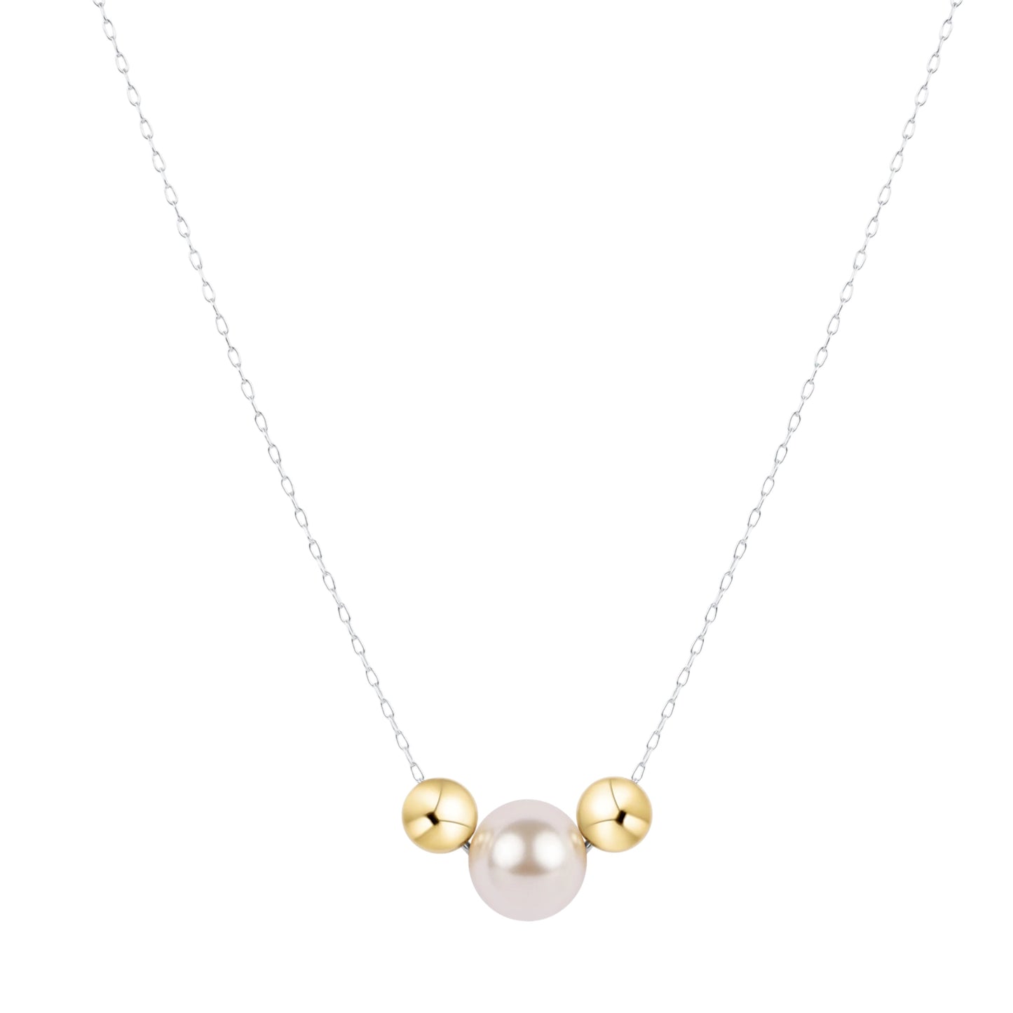 16" NECKLACE MIXED METAL  - PURPOSE GOLD PEARL