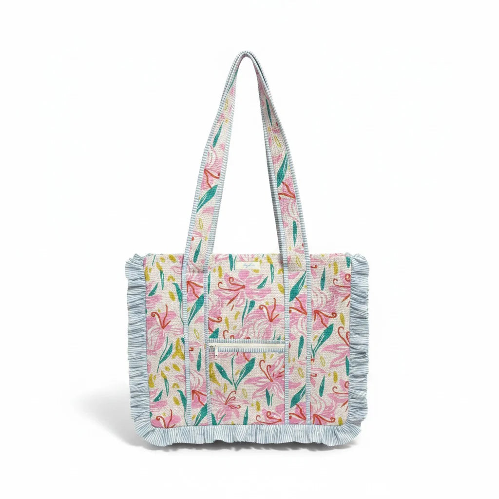 JANE TOTE QUILTED RUFFLE BAG