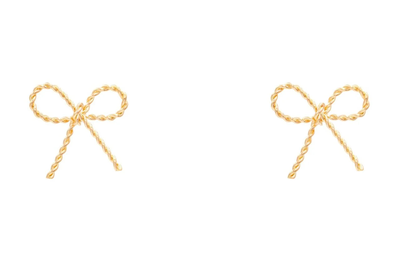 Gold Textured Bow 1" Earring